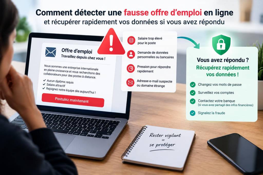 Comment détecter une fausse offre d'emploi en ligne et récupérer rapidement vos données si vous avez répondu